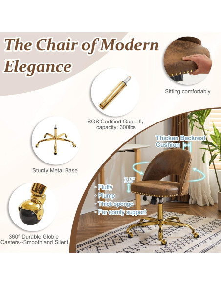 Silla de Oficina VINGLI Moderna de Terciopelo sin Brazos