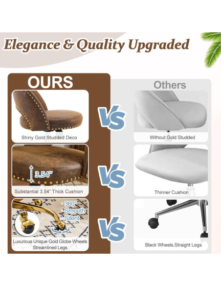 Silla de Oficina VINGLI Moderna de Terciopelo sin Brazos