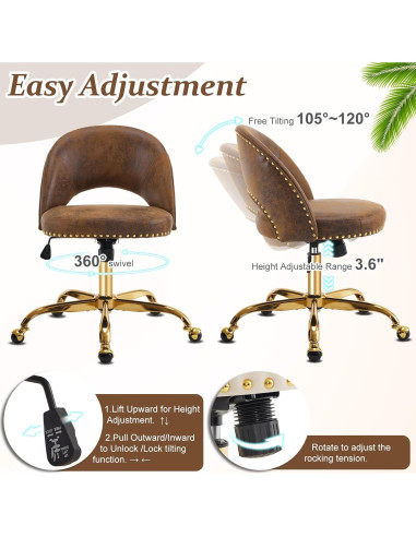 Silla de Oficina VINGLI Moderna de Terciopelo sin Brazos