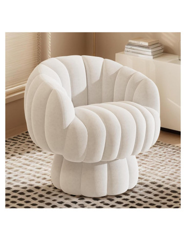 Silla giratoria Wismestr de terciopelo beige 360 para sala