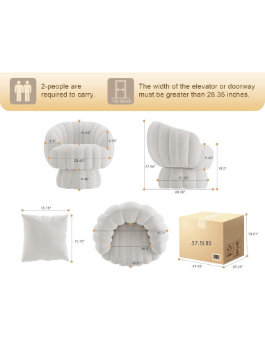 Silla giratoria Wismestr de terciopelo beige 360 para sala