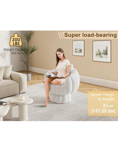 Silla giratoria Wismestr de terciopelo beige 360 para sala