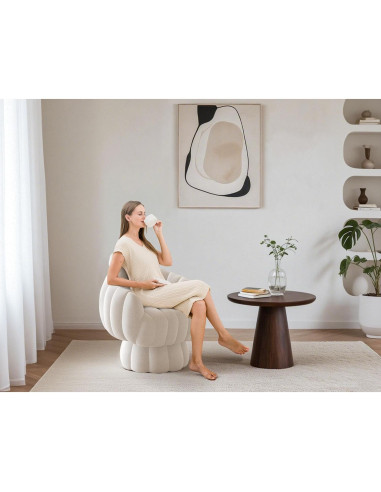 Silla giratoria Wismestr de terciopelo beige 360 para sala