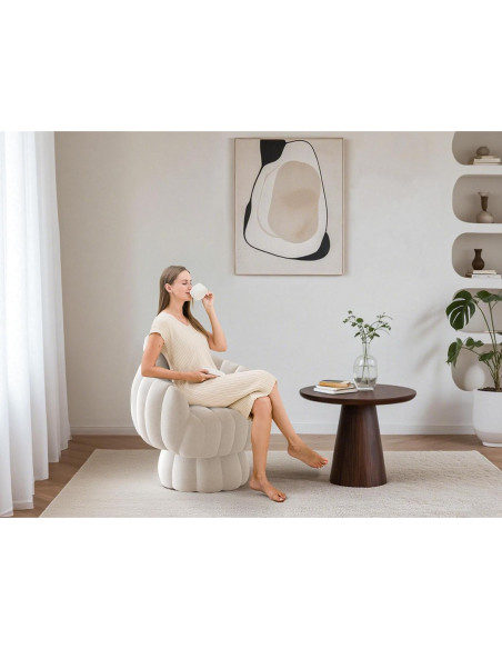 Silla giratoria Wismestr de terciopelo beige 360 para sala