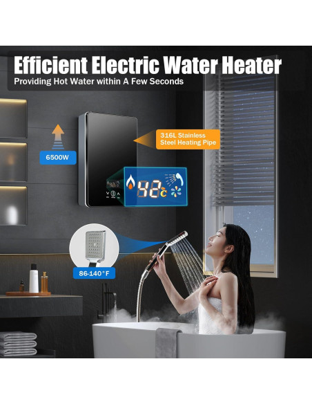 Calentador de Agua Eléctrico Instantáneo Dfmyhked 6500W 220V