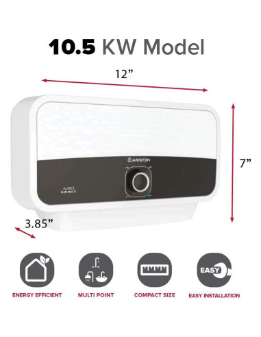 Calentador de Agua Eléctrico Sin Tanque Ariston Aures Slim 10.5kW