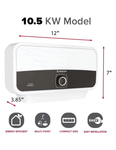 Calentador de Agua Eléctrico Sin Tanque Ariston Aures Slim 10.5kW