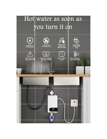 Calentador de Agua Eléctrico Instantáneo ALisasin 0.45kg LCD