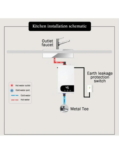 Calentador de Agua Eléctrico Instantáneo ALisasin 0.45kg LCD