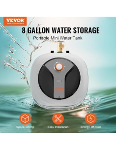 Calentador de Agua Eléctrico VEVOR 30L 1440W con Válvula de Seguridad 2