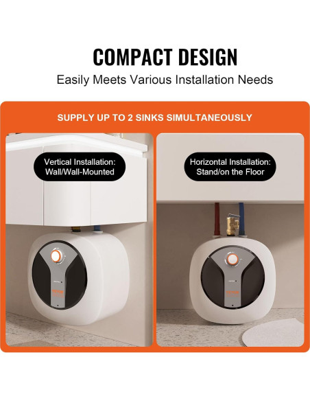 Calentador de Agua Eléctrico VEVOR 30L 1440W con Válvula de Seguridad