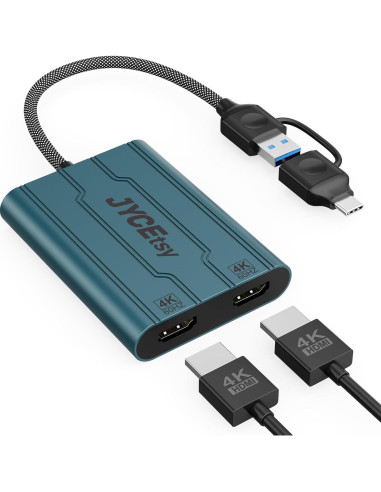 Adaptador USB C a HDMI JYCETSY DL6950 Doble Monitor 4K 60Hz