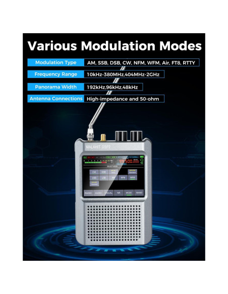 Receptor de Radio SDR Malaquita DSP2 con Antena GA450