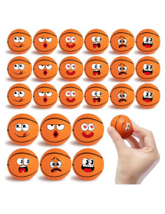 24 Mini Pelotas de Estrés Baloncesto Caras 4 cm para Alivio