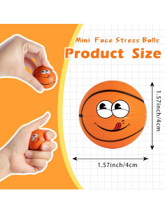 24 Mini Pelotas de Estrés Baloncesto Caras 4 cm para Alivio 2