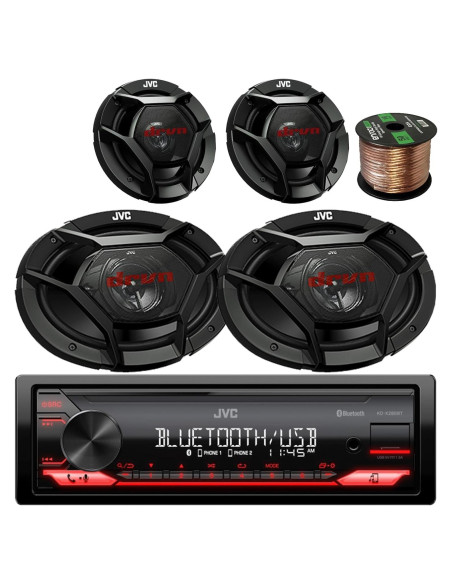 Receptor JVC KD-X280BT Bluetooth + 2 Altavoces 6.5" y 6x9"