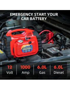 Arrancador de batería portátil Colvxkun HH625C 1000A con compresor 260PSI 2