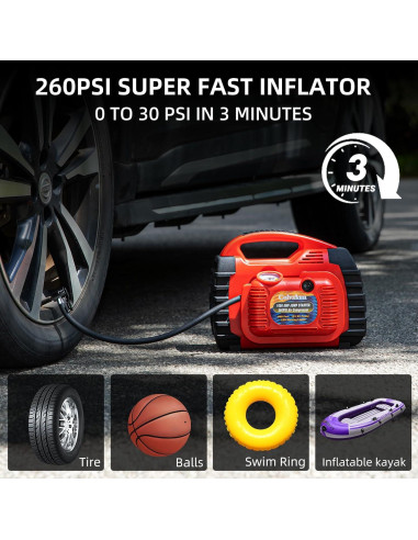 Arrancador de batería portátil Colvxkun HH625C 1000A con compresor 260PSI