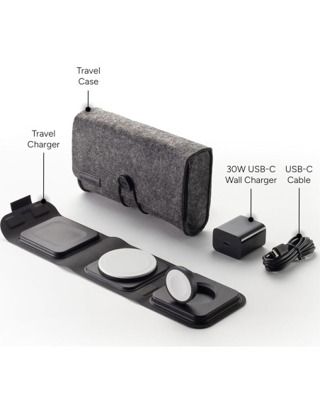 Cargador de Viaje Mophie 3 en 1 Inalámbrico Rápido 15W