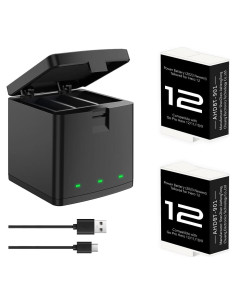 2 Baterías Enduro DIDIMETA para GoPro Hero 12 con Cargador