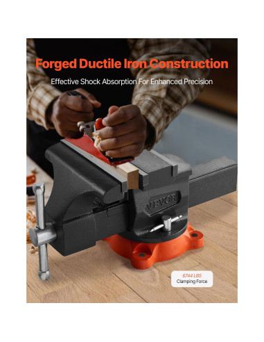 Prensa de Banco VEVOR 20.32 cm Mordazas Bidireccionales Hierro
