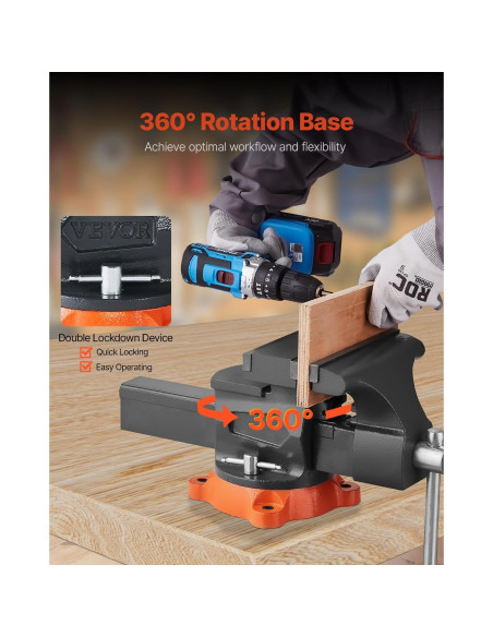 Prensa de Banco VEVOR 20.32 cm Mordazas Bidireccionales Hierro