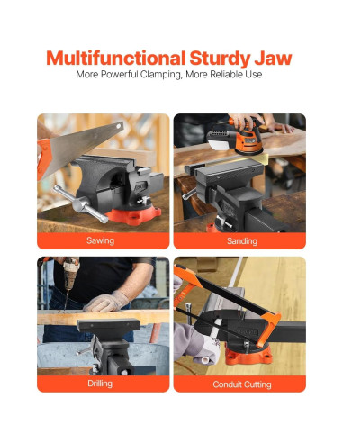 Prensa de Banco VEVOR 20.32 cm Mordazas Bidireccionales Hierro