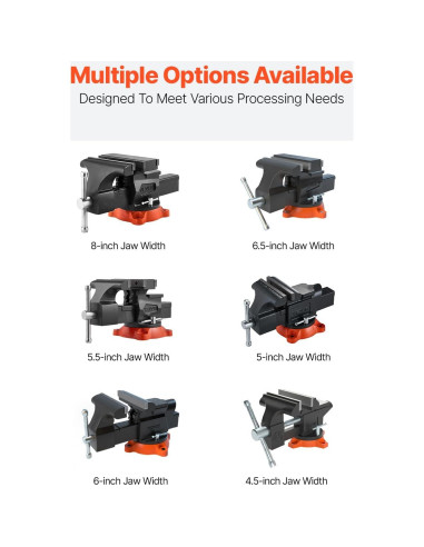 Prensa de Banco VEVOR 20.32 cm Mordazas Bidireccionales Hierro
