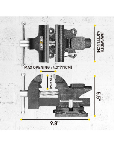 Prensa de banco Kitvance 4.5" acero forjado 2200 lbs