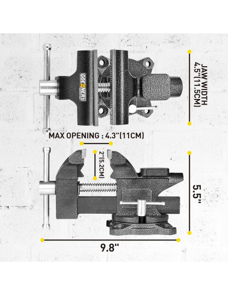 Prensa de banco Kitvance 4.5" acero forjado 2200 lbs