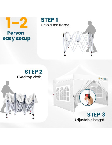 Carpa Plegable Hoteel 10x10m Impermeable UV50+ 4 Paredes