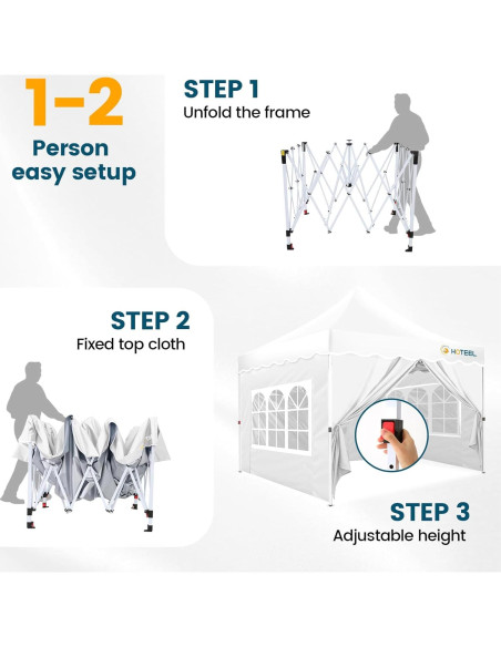 Carpa Plegable Hoteel 10x10m Impermeable UV50+ 4 Paredes
