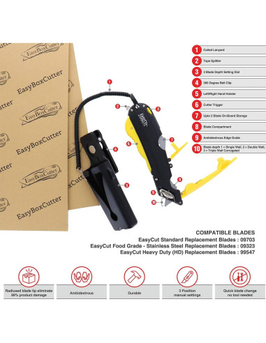 Cortador de Cajas Easy Cut 2000 Amarillo con Funda y 3 Profundidades