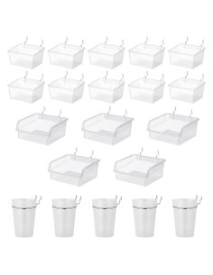 20 Tazas y Contenedores Transparentes Merkaunis para Tablero de Clavos