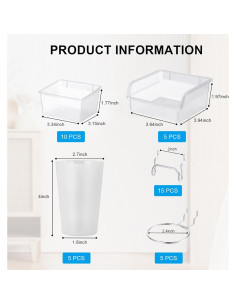 20 Tazas y Contenedores Transparentes Merkaunis para Tablero de Clavos 2