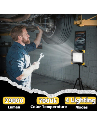 Luz de Trabajo Recargable KINQILIN 29000LM IP65 con Control Remoto