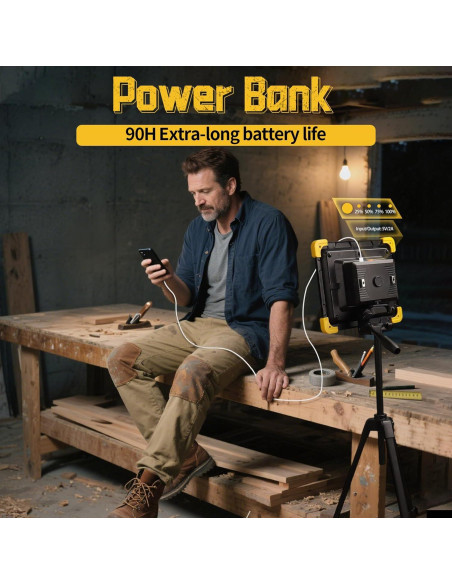 Luz de Trabajo Recargable KINQILIN 29000LM IP65 con Control Remoto