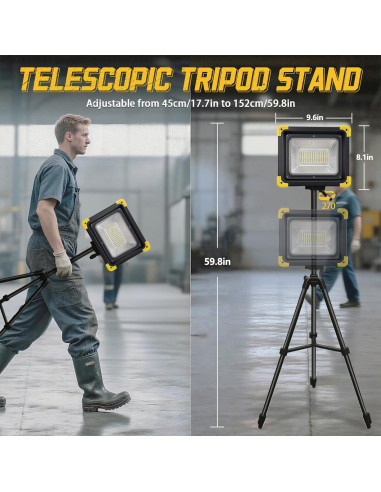 Luz de Trabajo Recargable KINQILIN 29000LM IP65 con Control Remoto