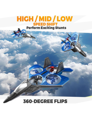 Drone RC F-22 Raptor SMILESSKIDDO Acrobático 35cm Luz