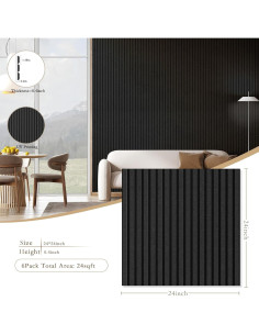 Paneles Acústicos 3D Autoadhesivos 6 Pack Negro 61x61cm 2