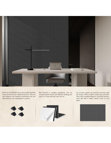 Paneles Acústicos 3D Autoadhesivos 6 Pack Negro 61x61cm