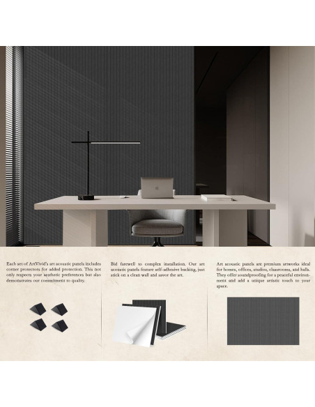 Paneles Acústicos 3D Autoadhesivos 6 Pack Negro 61x61cm