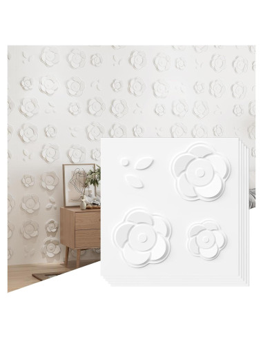 Paneles de Pared 3D LooYee Florales 50x50 cm - 24 Piezas