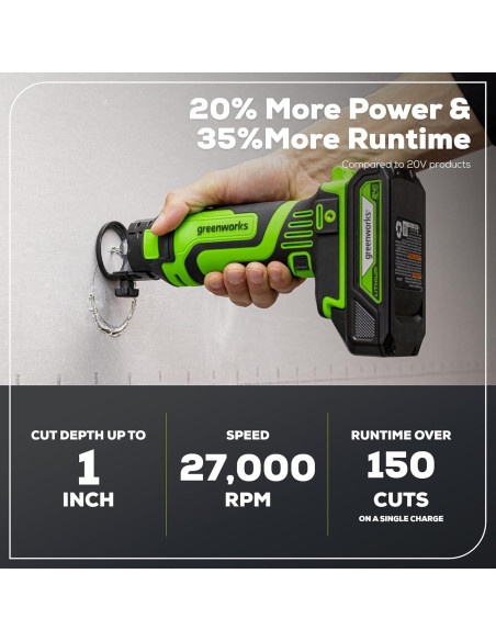 Sierra Rotativa Greenworks 24V 2Ah 27000 RPM con Cargador