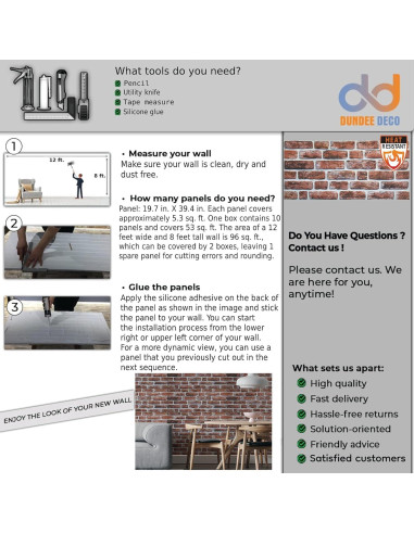 Paneles de Pared 3D Dundee Deco Ladrillo Caoba 5.0 m