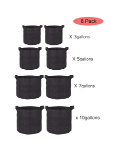 Bolsas de Cultivo de Tela Negra Magik 8 Pcs 3-10 Galones 2