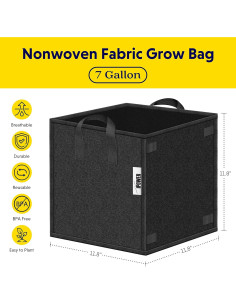 Bolsas de Cultivo Cuadradas iPower 5 Paquete 26.5L Tela Gruesa 2