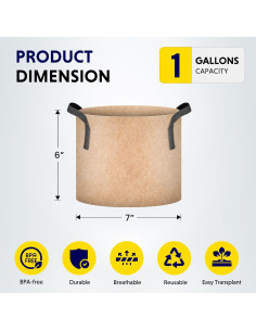 Bolsas de Cultivo iPower 20-Pack 3.79L Tela No Tejida Beige 2