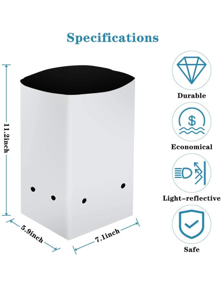 Bolsas de Cultivo iPower 50 Pack 2 Galones Negras y Blancas