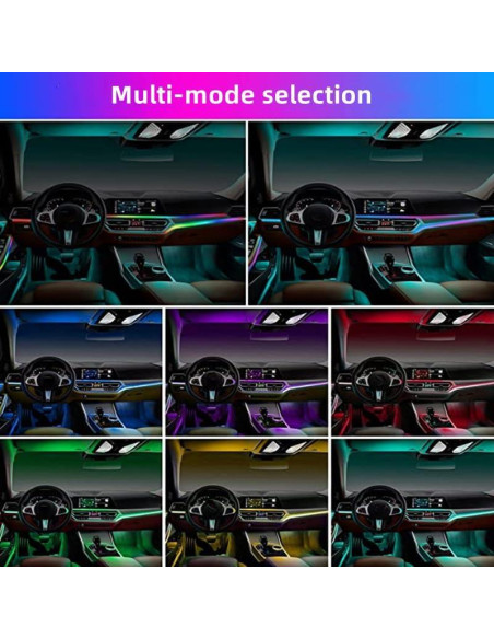 Kit de Luz LED Ambiental AUBEU para Interior de Coche 18 Piezas